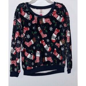 Women Juniors Ugly Sweater NoBo Christmas Holiday Cat Stocking Size M (7-9) NWT